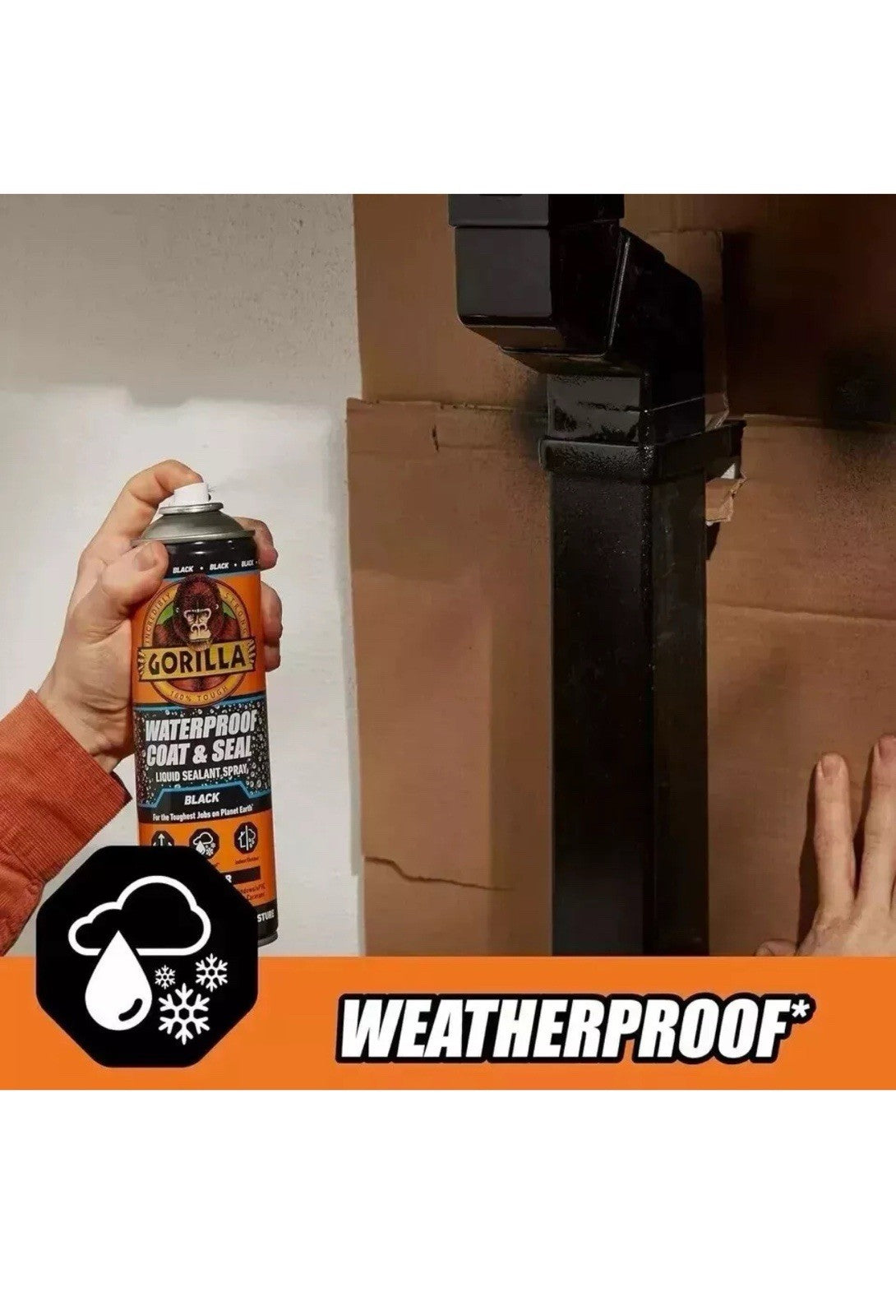 Gorilla Glue Waterproof Coat & Seal Spray Black Flexible Liquid Sealant 450ml