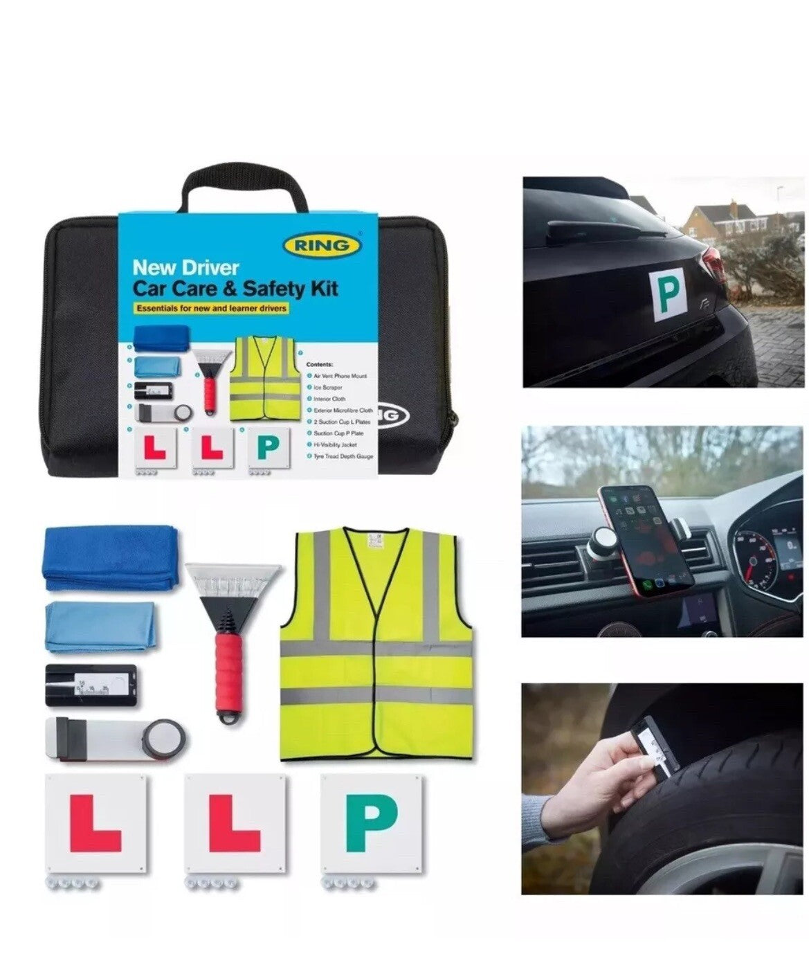 Ring New Drivers Kit Car Care, Gift Set,  Essential Learner Road Starter Pack