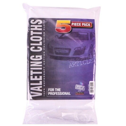 5 x Car Valeting Lint Free Cloths 100% Super Soft Cotton Polishing Cleaning Wash