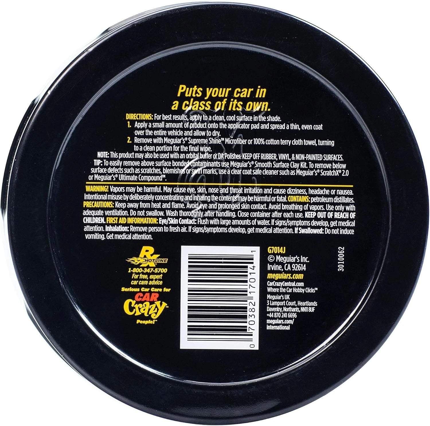Meguiar's Gold Class Carnauba Plus Premium Paste Wax and Polisihing Pad- 311g