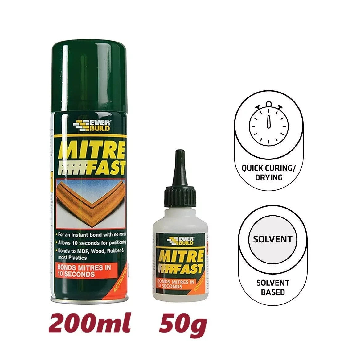 EVERBUILD MITRE FAST BONDING KIT STD SUPER GLUE 50g & ACTIVATOR 200ML