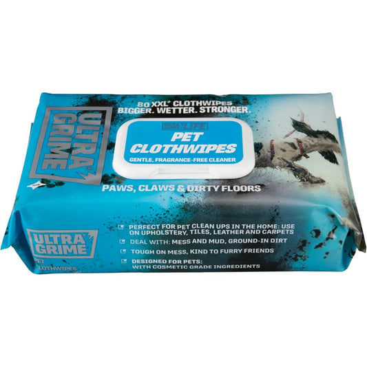 UltraGrime Pet Cleaning Wet Wipes 80 Thick Wipes - Pet Wipes Dog Cleaning Wipes