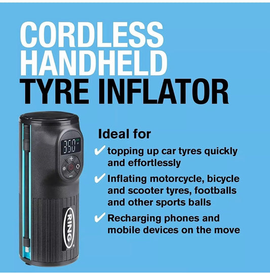 Ring Automotive RTC2000 digital rechargeable cordless tyre inflator air compress