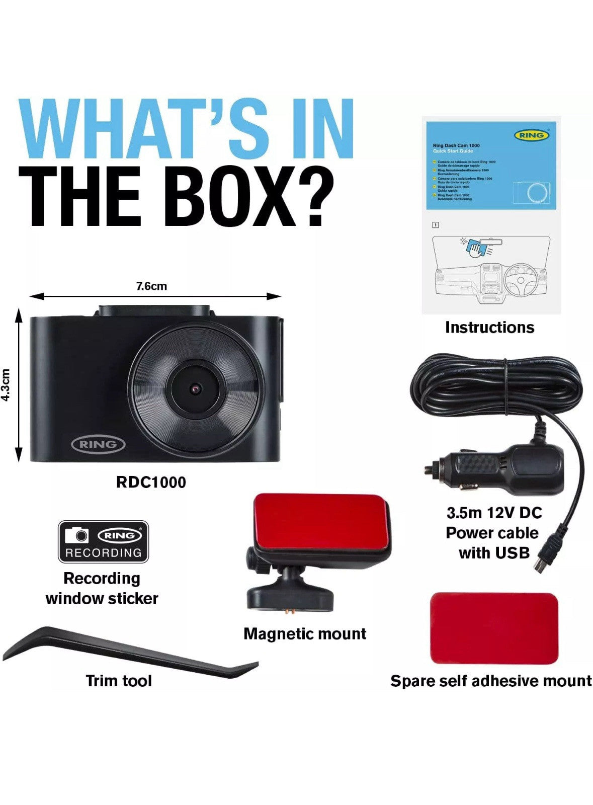 Ring RDC1000 720p G Sensor Windscreen Dash Cam Camera Video Journey Recorder