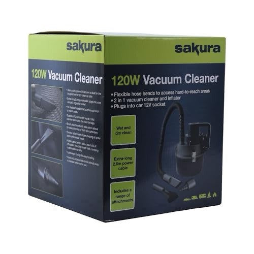 High Powered 120W Wet &  Dry Car Vacuum Cleaner, 12v Cigarette Lighter Powered