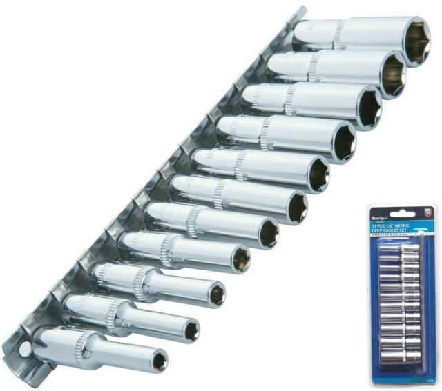BlueSpot 1/4" Metric Deep Socket Set 4-13mm - 11 pce 01540