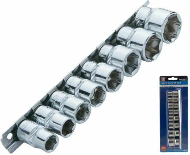 Bluespot 8 PCE 3/8" DR Metric Socket Set On Rail 10 - 19mm 6 Point 01524
