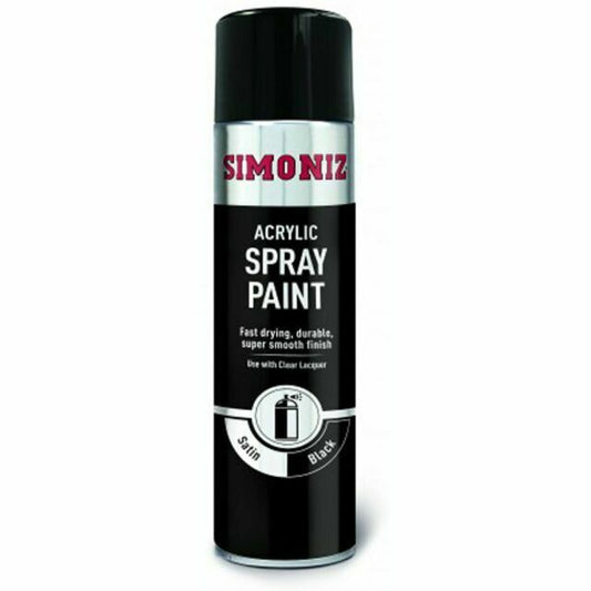 Simoniz Satin Matt Black paint, Fast Drying & Durable, Acrylic Based  500Ml