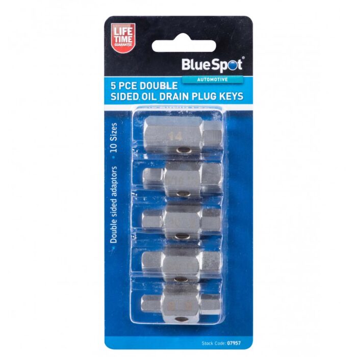 bluespot 5 pce double sided oil drain plug keys BSP07957